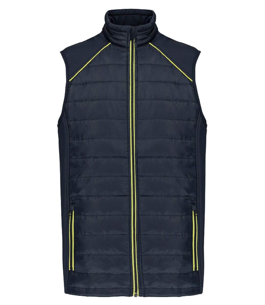 Bodywarmer DayToDay bi-matière - Unisexe - WK606 - bleu marine et jaune fluo