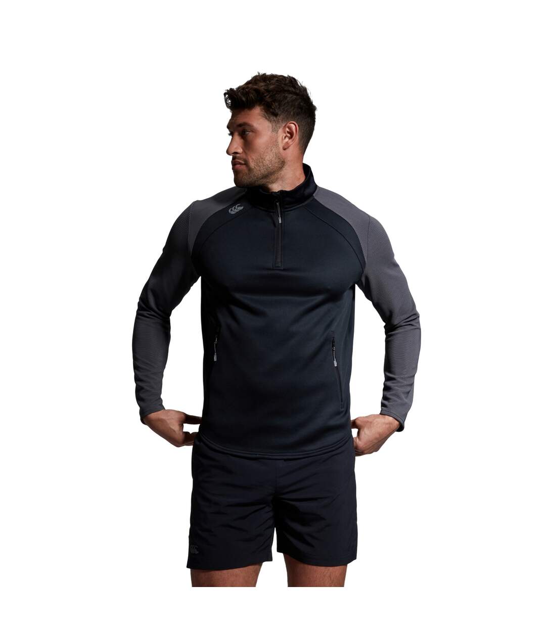 Mens Elite Quarter Zip Top Black Canterbury-1