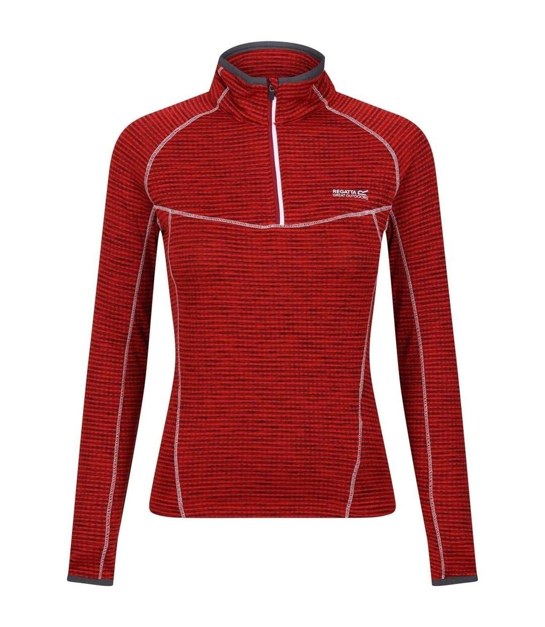 Sweat Cintré À Manches Longues Raglan Et Col Montant Zippé Yonder Femme Rouge Foncé Regatta-1