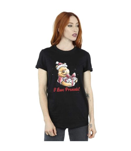 Disney Womens/Ladies Winnie The Pooh Love Presents Cotton Boyfriend T-Shirt (Noir) - UTBI47451