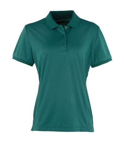 Premier Womens/Ladies Coolchecker Short Sleeve Pique Polo T-Shirt (Bottle)