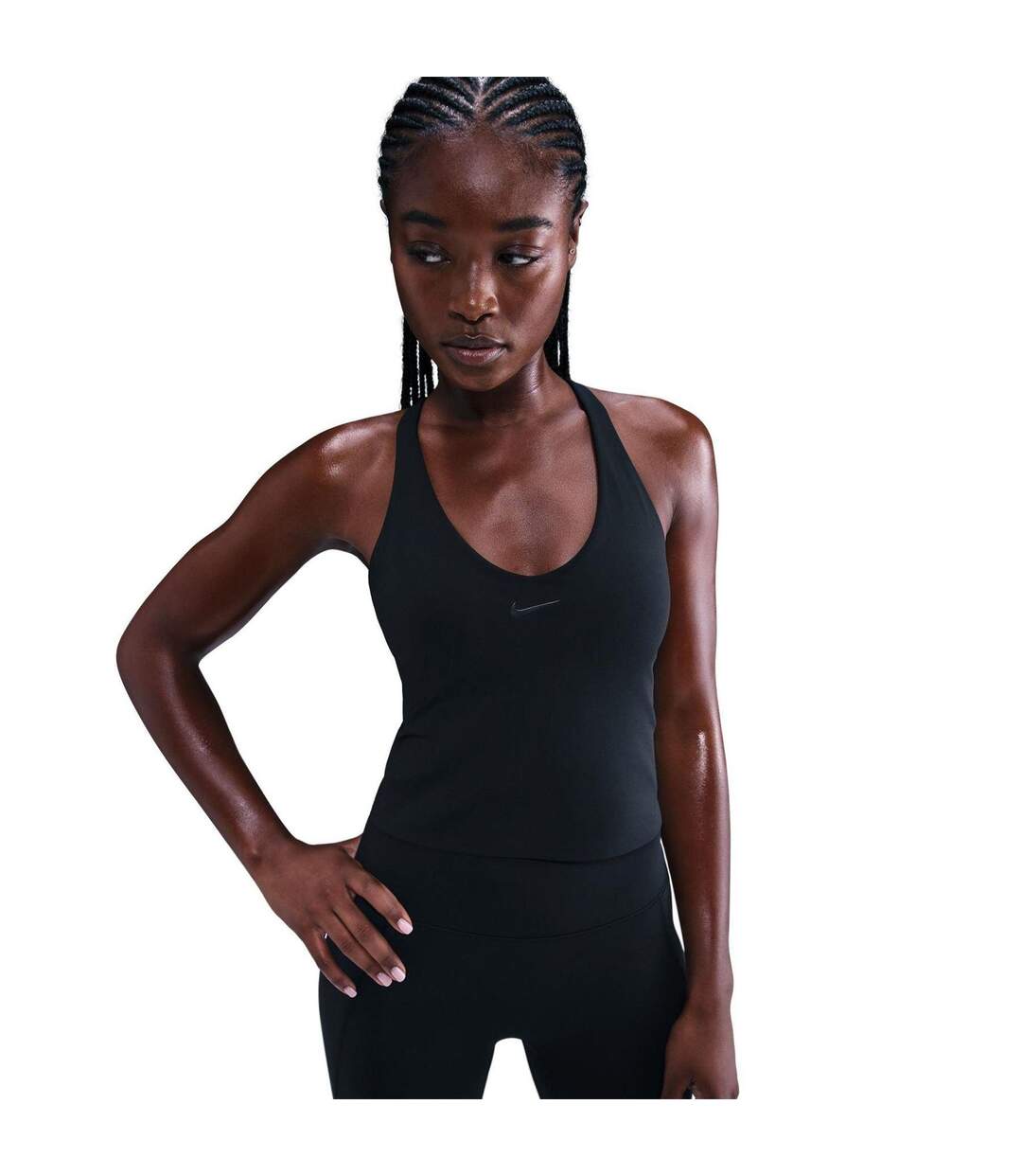 Womens/ladies Swoosh Tank Top Black Anthracite Smoke Grey Nike-2