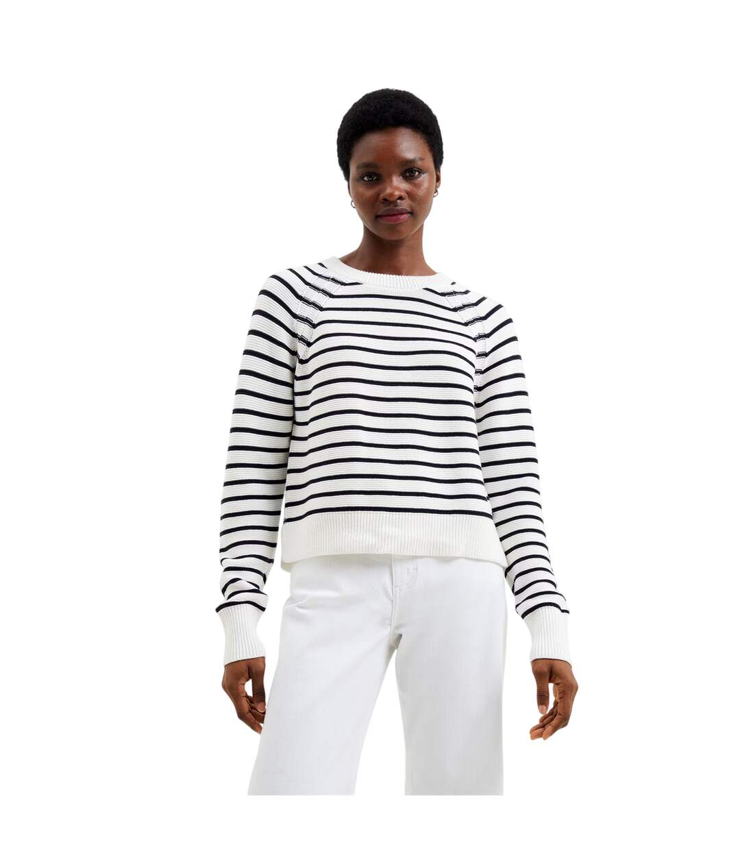 Pull Lillie Mozart Femme Blanc Bleu French Connection-3