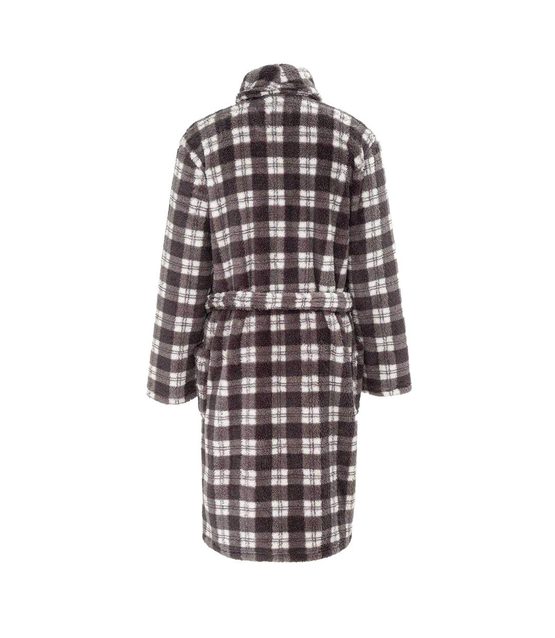 Mens Checked Fleece Lounge Robe Grey Black Howick-2