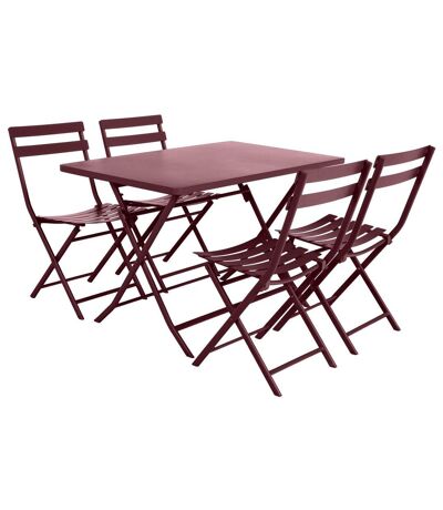 Table avec chaises pliables Greensboro - 4 Personnes - Bordeaux