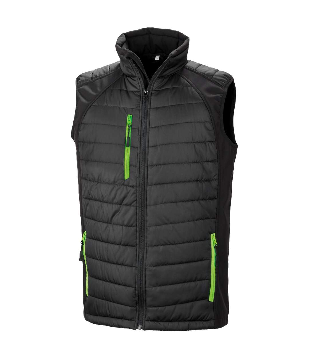 Unisex adult compass softshell padded gilet black/lime Result Genuine Recycled-1