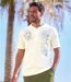 Pack of 2 Men's Henley T-Shirts - Off-White Turquoise 