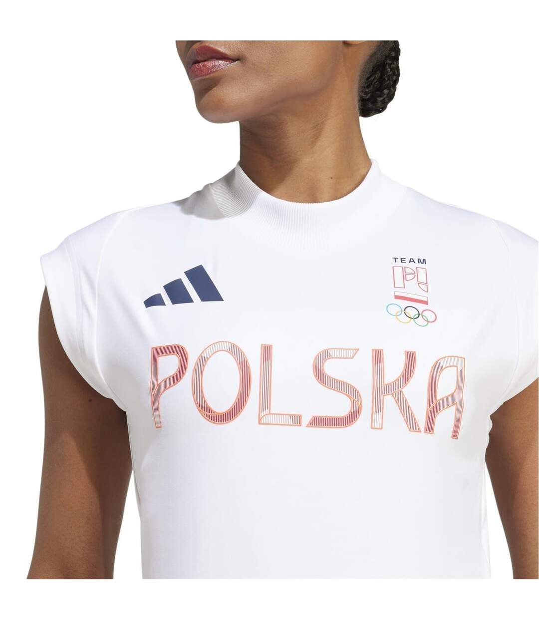T-shirt Olympic Poland Femme Blanc Adidas-4