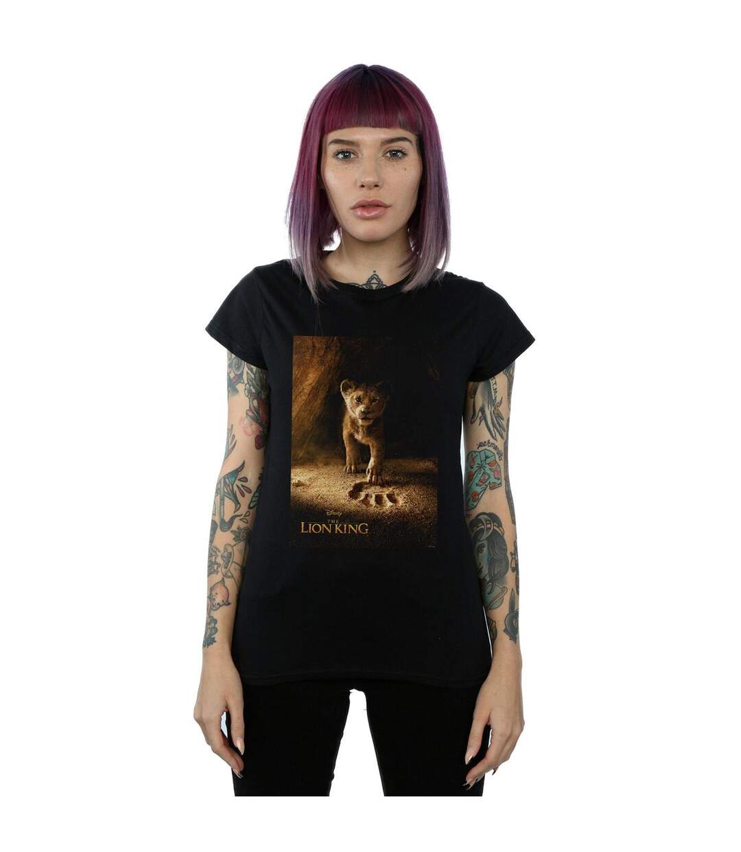 Disney - T-shirt THE LION KING MOVIE SIMBA POSTER - Femme (Noir) - UTBI25099-2