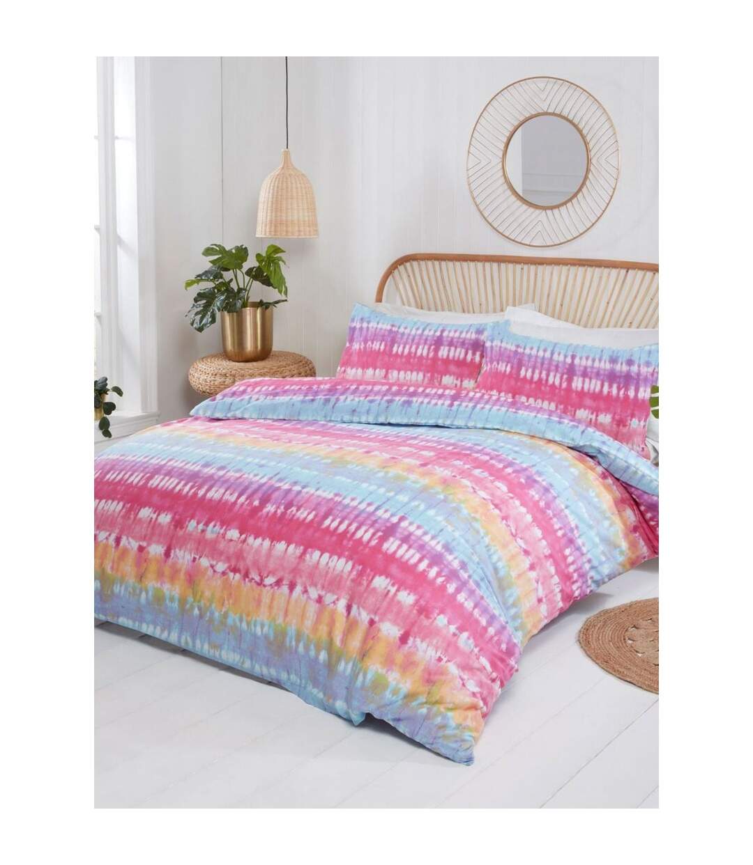 Tie dye duvet cover set blue/pink/yellow Rapport-3