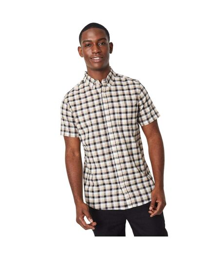 Mens box check short-sleeved shirt black Maine