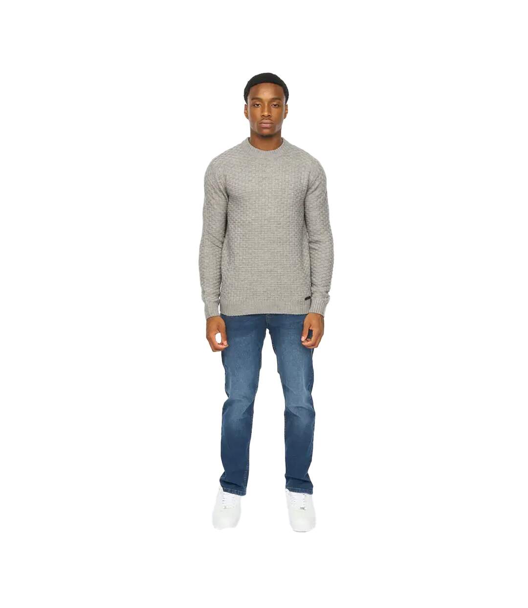 Mens Matera Textured Knitted Jumper Grey Marl Duck And Cover-4