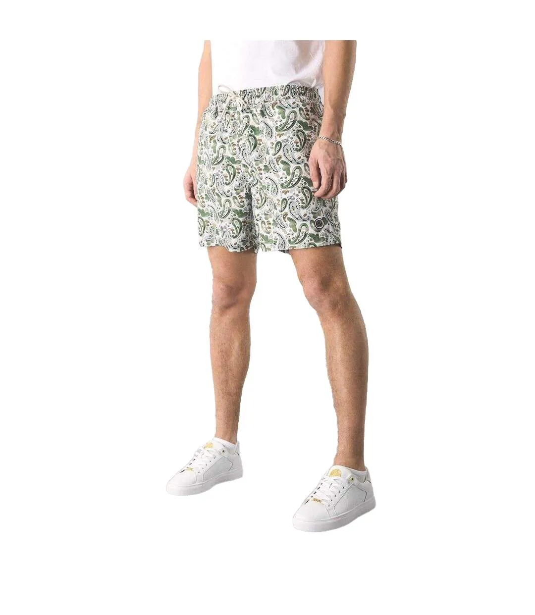 Mens Paisley Regular Swim Shorts Stone Print Pretty Green-4