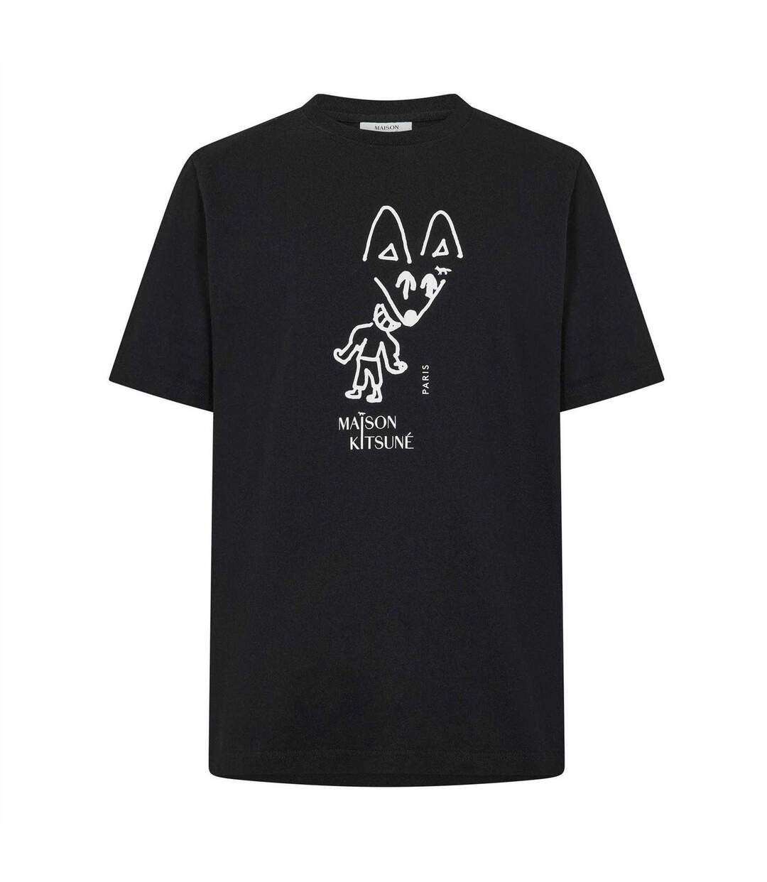 T-shirt Fête Motif/style Renard Homme Noir Maison Kitsuné-1