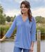 Women's Blue Macramé Detail Top