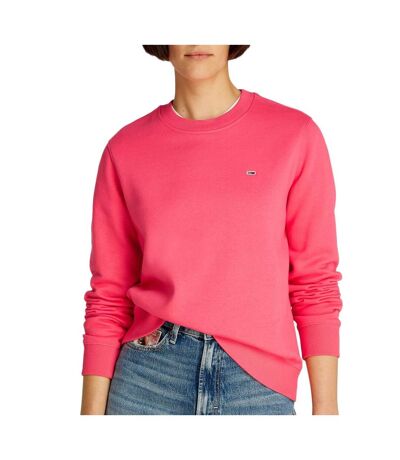 Sweat rose femme tommy hilfiger flag crew - l