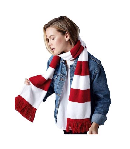 Beechfield Varsity Unisex Winter Scarf (Double Layer Knit) (Classic Red / White) (One Size) - UTRW2031