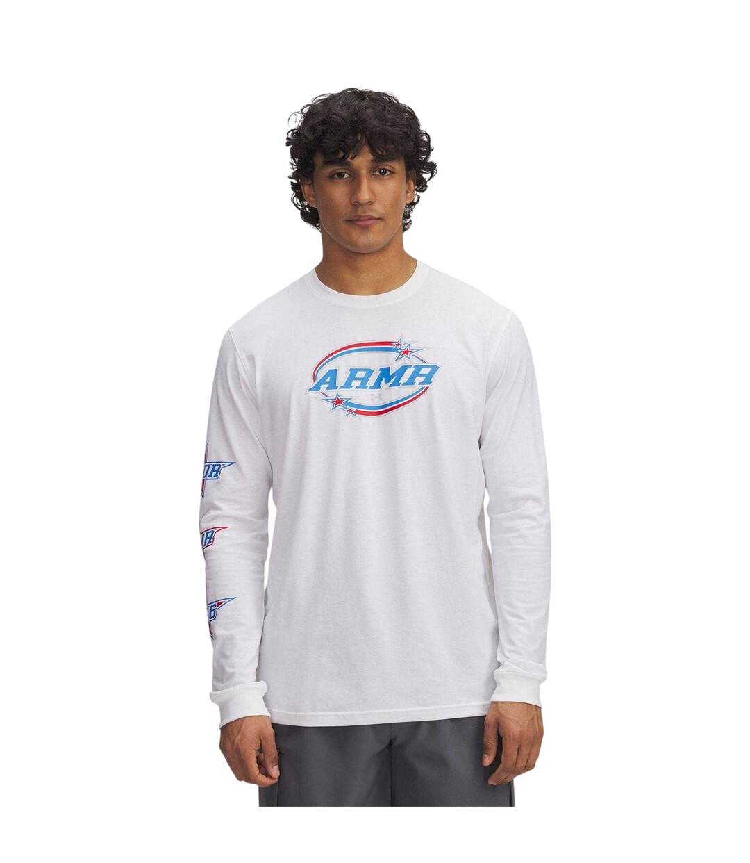 Mens Stacked Stars Long-sleeved T-shirt White Under Armour-1