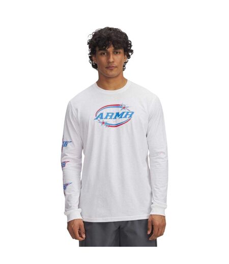 Mens Stacked Stars Long-sleeved T-shirt White Under Armour