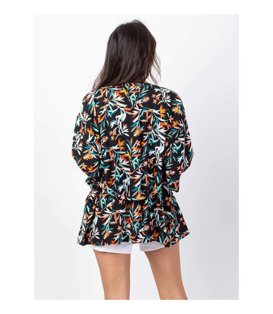 Veste courte esprit kimono AYAKO motif tropical Coton Du Monde-4