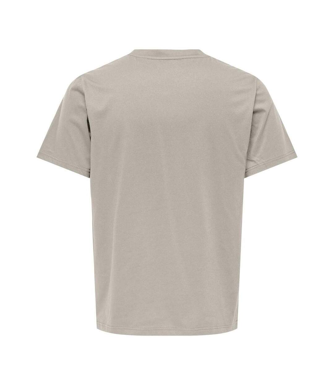 T-shirt beige homme only & sons jeff - l-2