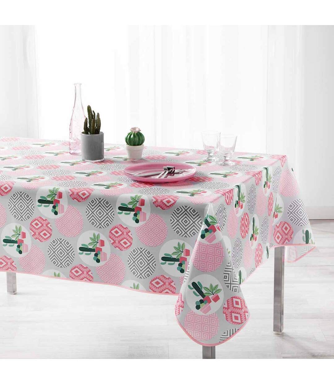 Nappe Déco Imprimée Ahora 150x240cm Rose-1