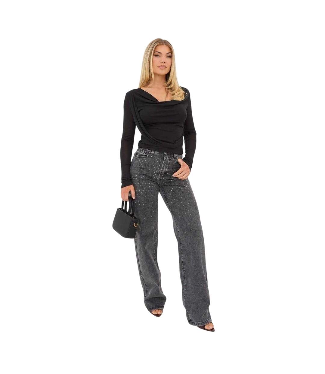 Jean Motif/style Embelli Femme Gris Délavé I Saw It First-1