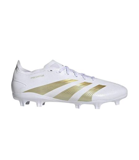 Mens Predator 24 League Leather Firm Ground Football Boots White Gold Bling Adidas