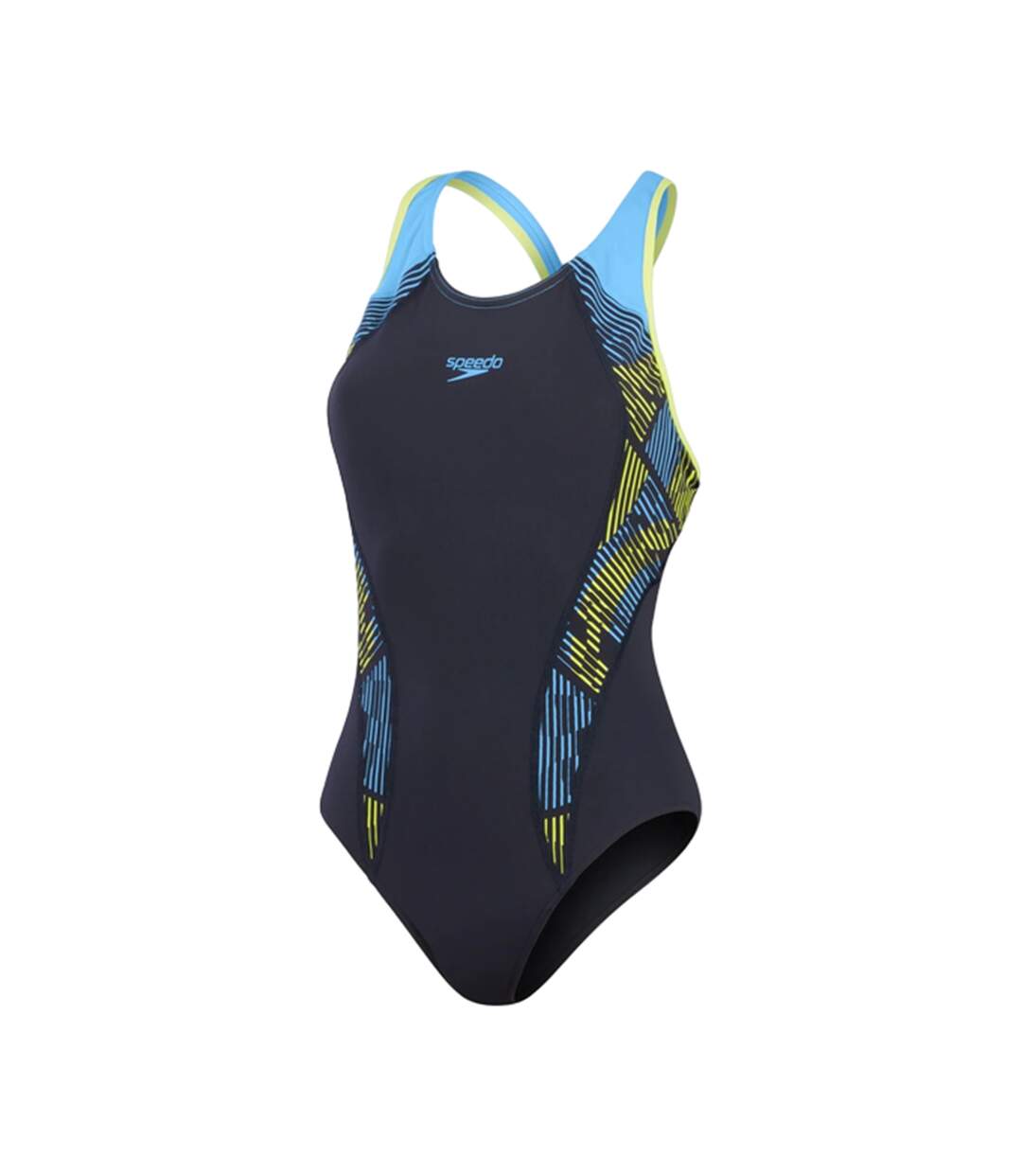 Maillot de bain 1 pièce placement femme bleu marine / jaune Speedo-1