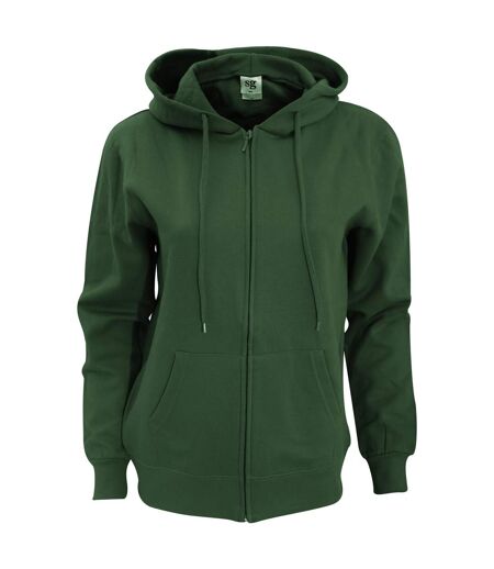 Sweatshirt Uni À Capuche Et Fermeture Zippée Femme Vert Bouteille SG