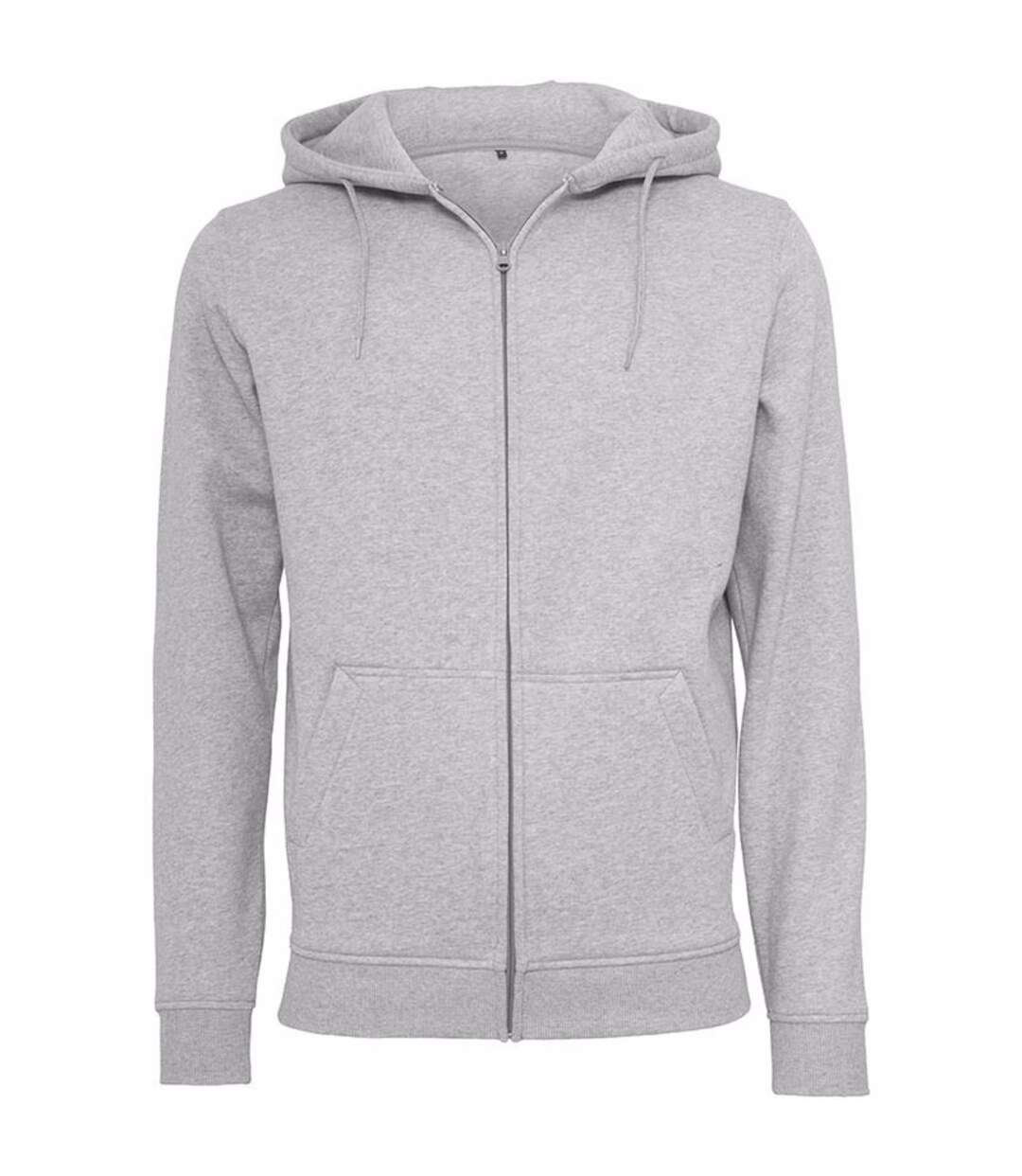 Build Your Brand Mens Heavy Zip Up Hoodie (Heather Gray) - UTRW5680-1