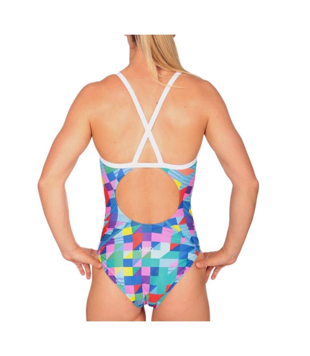 Maillot de bain bleu/blanc femme mako nereid pixel-2