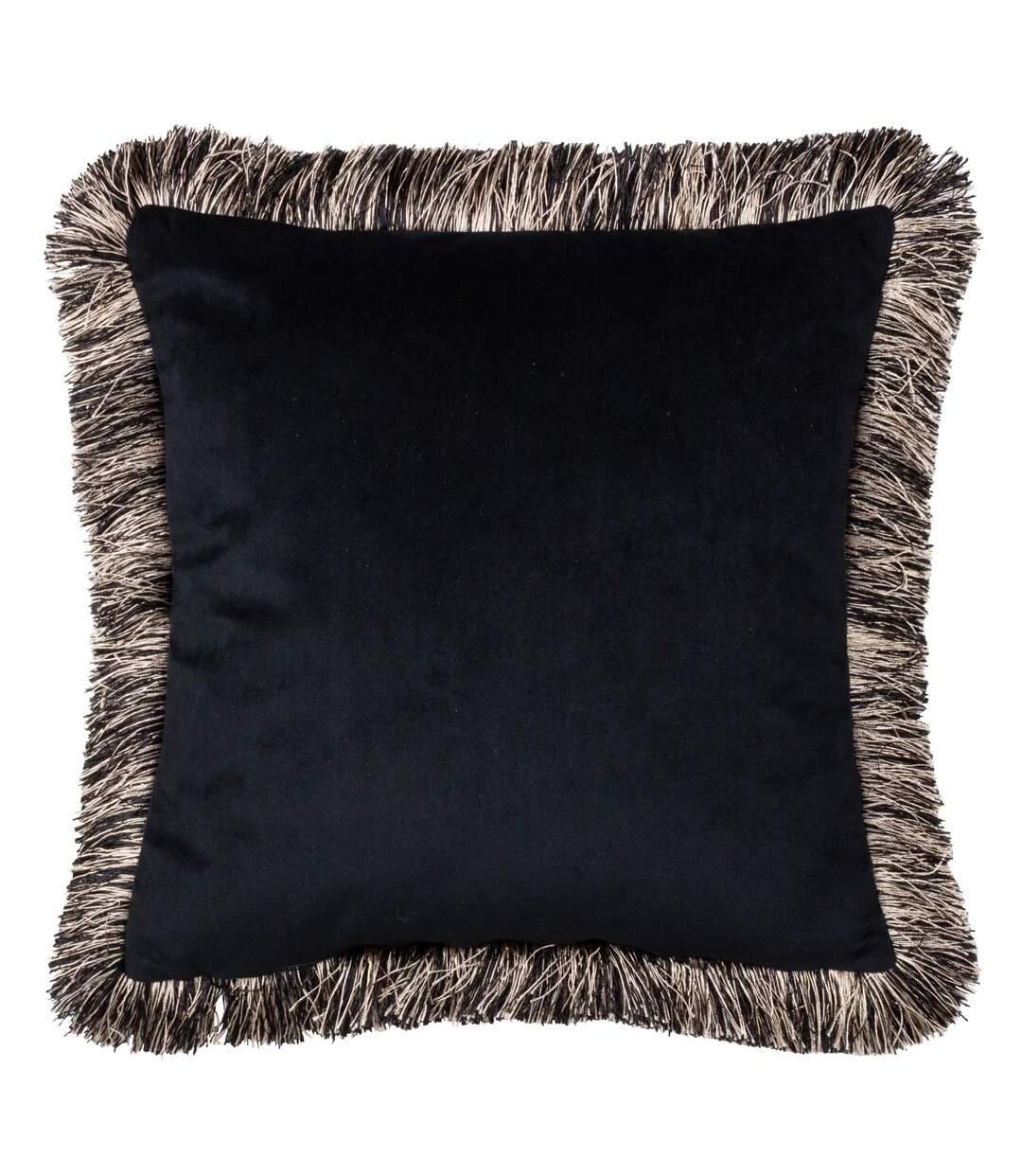 Wildcat fringed velvet tiger cushion cover 45cm x 45cm jungle green Furn