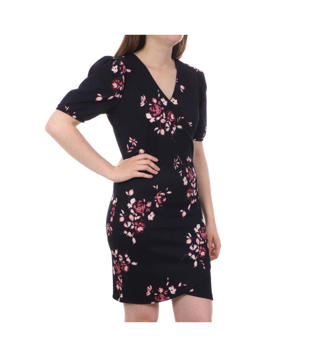 Robe Tulipe Marine/Rose à fleurs Femme Vero Moda Elisa - S-1