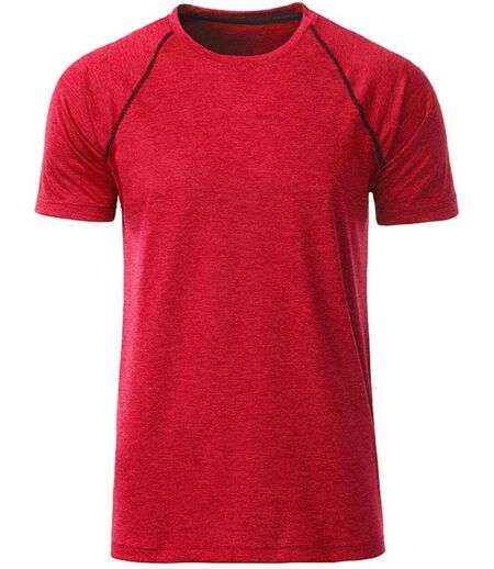 Maillot running respirant - Homme - JN496 - rouge mélange