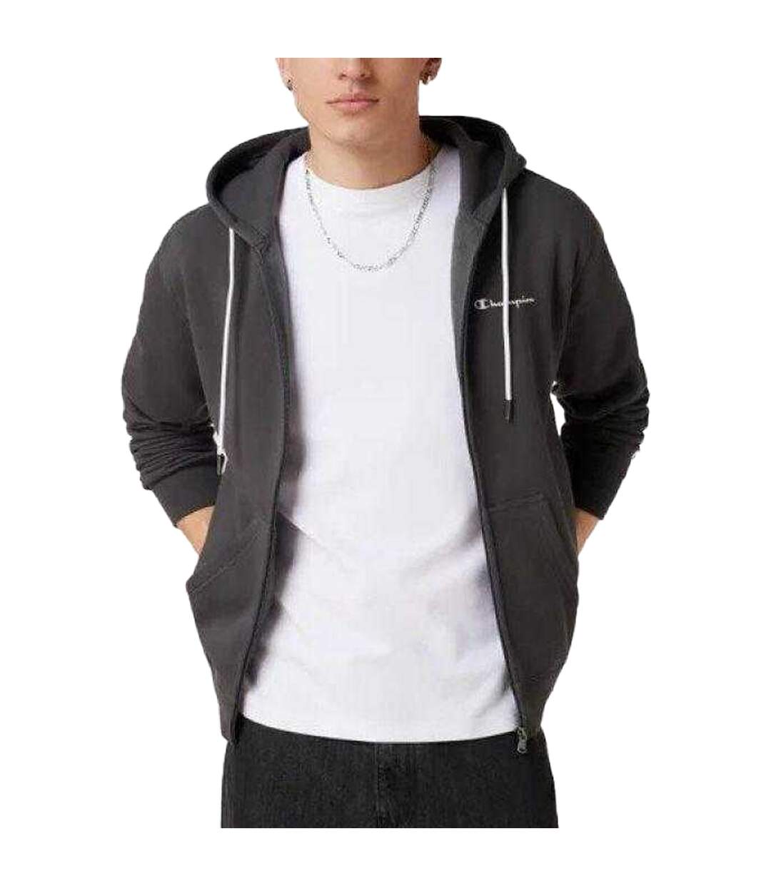 Veste À Capuche Motif/style Logo Homme Gris Champion-4