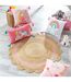 Tapis Déco Enfant Rond Rosaly 90cm Beige-3