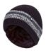 Mens Striped Turnover Cuff Knitted Thermal Beanie Hat for Winter