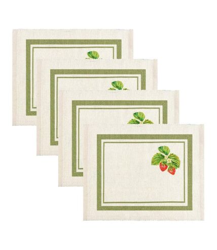 Pack of 4  Strawberry placemat  46cm x 36cm green Evans Lichfield