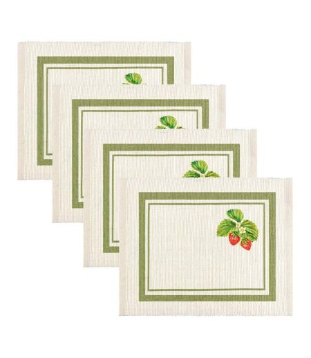 Pack of 4  Strawberry placemat  46cm x 36cm green Evans Lichfield