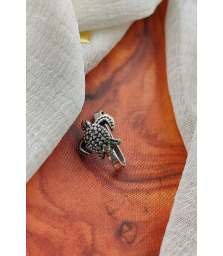 Oxidized German Silver Turtle Tortoise Clip On Non Pierced Nose Pin