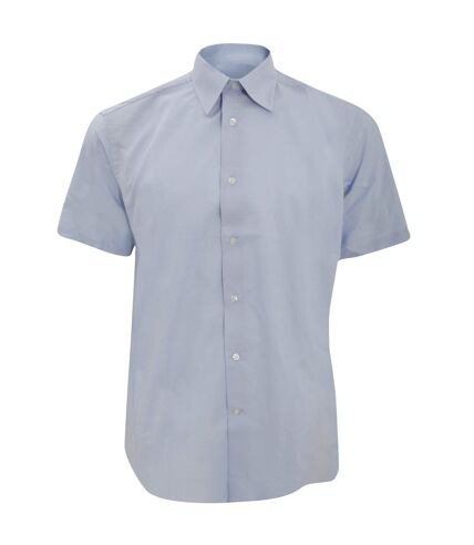 Collection mens short sleeve easy care tailored oxford shirt oxford blue Russell