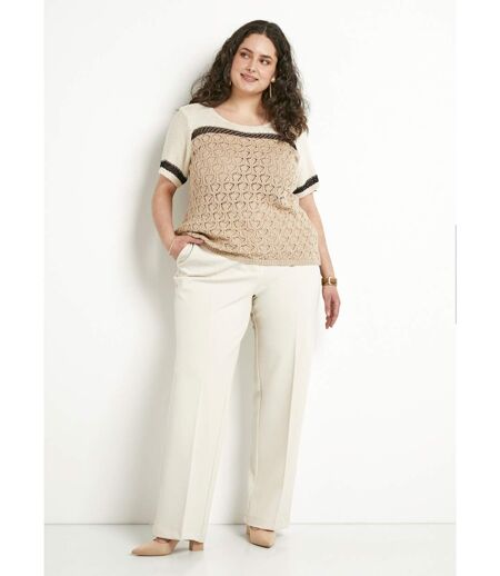 Pull doux brillant manches courtes col rond