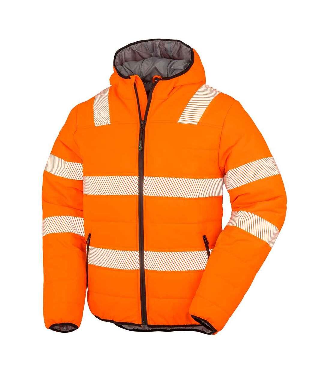 Unisex adult ripstop safety jacket fluorescent orange Result Genuine Recycled