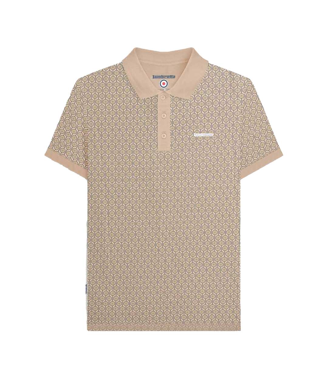Polo Motif/style Cercle Géométrique Homme Beige Gris Lambretta-1
