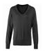 Premier Womens/Ladies V-Neck Knitted Sweater / Top (Charcoal) - UTRW1132