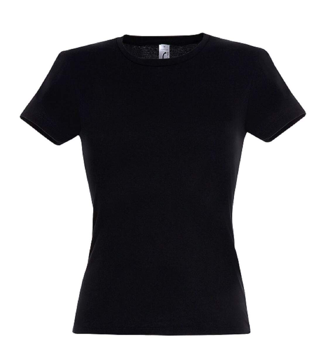 T-shirt manches courtes col rond - Femme - 11386 - noir-1