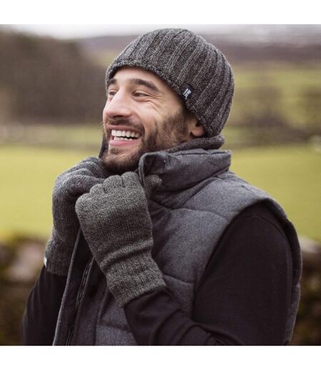 Mens 3.4 TOG Soft Fleece Lined Ribbed Knitted Thermal Winter Hat