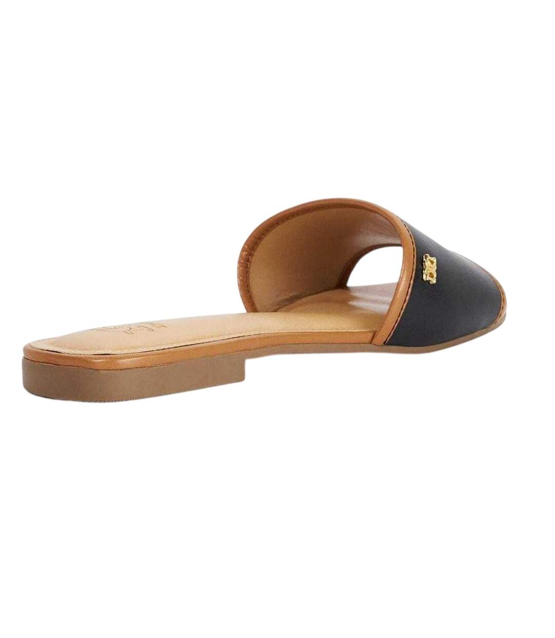 Womens/ladies Laras Minimalist Leather Flat Sandals Black Dune London-2