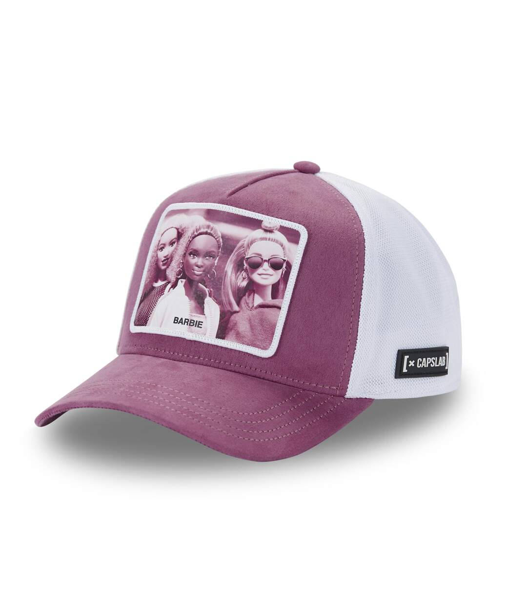 Casquette femme trucker en suedine finitions premium Barbie Capslab-1